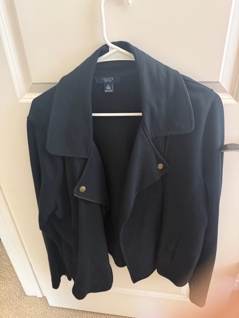 Chaps Women's Black Open-Front Snap Jacket